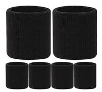 Ciieeo 6pcs Elastic Sports Wristbands Sweat Absorbing Wrist Bands Black Breathable Fitness for Running Cycling Gym