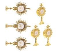 Ciieeo 6pcs Elegant Golden Christian Cross Lapel Pins Made of Lightweight Zinc Alloy for Comfortable Wear, Brooches for Men and Women at Sacrament Present Occasions and Special Christian
