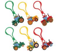 Ciieeo 6Pcs Farm Tractor Keychains for Boys, PVC Cartoon Keyring Set Backpack Pendant, Cute Keychain Ornaments for Party Favors and Harvest Season