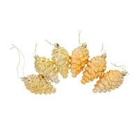 Ciieeo 6pcs Glitter Pine Cone Ornaments with Hanging Strings Vintage Christmas Decorations for Tree Doors Walls Multipurpose Fall and Winter Festive Accents
