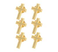 Ciieeo 6pcs Golden Alloy Cross Lapel Pins for Men Detailed Engraving and Secure Attachment, Elegant Vintage Religious Brooches Suitable for First Holy Communion Ceremonies and Church