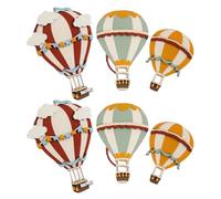 Ciieeo 6pcs Hand Painted Wooden Hot Air Balloon Nursery Wall Art Set, Boho Rustic Balloon Wall Style with Artistic Flair, Sparks Creativity for Bedroom or Classroom Bulletin Board