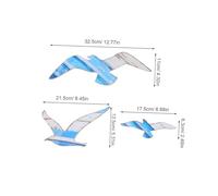 Ciieeo 6pcs Handcrafted Wooden Seagull Wall Decor Coastal Nautical Art with Gradient Blue Finish Fade Resistant Rustic Hanging Decorations for Beach House Lake House Living Room Bedroom