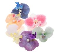Ciieeo 6pcs Hawaiian Silk Orchid Hair Clip with Pearls, Boho Butterfly Phalaenopsis Hair Accessory for Beach Vacation and Holiday Photos, Stylish Tropical Flower Hairpin