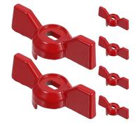 Ciieeo 6pcs Hose Valve Handle Butterfly Lever Replacement Valve Handle, Aluminum Alloy, Red, Flat Hole 8x5mm, for Garden Hose Shut Off Lever and Outdoor Faucet