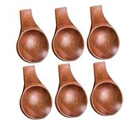 Ciieeo 6pcs Japanese Style Wooden Mini Dipping Bowls with Handle and Chopstick Rest Space Saving Snack Plates for Soy Sauce and Condiments Rustic Farmhouse Design for Kitchen Dining