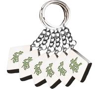 Ciieeo 6pcs Mahjong Keychain Key Decoration Creative Stainless Steel Metal Bag Pendant Do Not Grind Hands Stylish Key Rings for Keychains Birthday Gift for Women Men