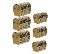 Ciieeo 6Pcs Miniature Treasure Chest Vintage Pirate Decor for Mini House Scenes for Halloween Party Props and Dollhouse Accessories