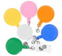 Ciieeo 6pcs Name Badge Holder Id Card Clip Abs Aluminum Alloy Retractable Badge Reel Good Stretch Elasticity for Organizing for Factory Workers and Volunteers Random Color