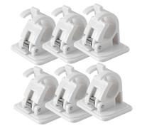 Ciieeo 6pcs No Drilling Curtain Rod Brackets White Window Rod Holders Self-Adhesive Support Hangers for Bathroom Shower Towel Racks Easy Install