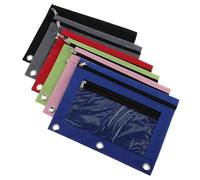 Ciieeo 6pcs Pencil Case Office Supplies Folders Pocket File Folders Makeup Travel Bag Organizer Cloth File Bag Zipper Document Pouch Zipper Pen Bag 3 Ring Pencil Pouch Stationery Bag Mesh