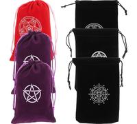 Ciieeo 6pcs Tarot Cards Pouch Drawstring Storage Bag Lint Material Assorted Colour Convenient Small Items Holder for Tarot Card Organising