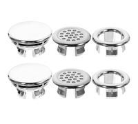 Ciieeo 6pcs Universal Plastic Sink Overflow Cover Rings Set Mesh, Hollow and Double-Layer Designs, Bathroom Wash Basin Overflow Accessories for Reliable Leak Prevention