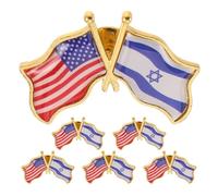 Ciieeo 6pcs US Israel Flag Lapel Pins, Zinc Alloy Brooches with Secure Design and Vivid Appearance, Symbol of Friendship for Gatherings and Casual Outfits, Versatile Style Country Pins