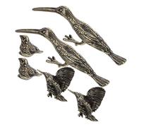 Ciieeo 6pcs Vintage Brass Bird Figurines Retro Sparrow Hummingbird Harbinger Statues for Office Bedroom Shelf Decoration Antique Finish Desktop Ornaments