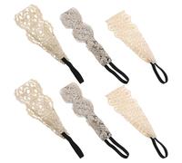Ciieeo 6pcs Vintage Wide Lace Headband for Women, Stretchy Soft Non-slip Hairband with Elegant Boho Elements, Hair Accessory for Weddings and Formal Occasions