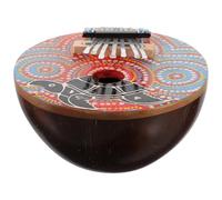 Ciieeo 7-Key Mini Kalimba Thumb Piano Coconut Shell Finger Piano Musical Instrument for Beginners Painted Pattern, Portable Compact Design for Travel and Practice Random Color