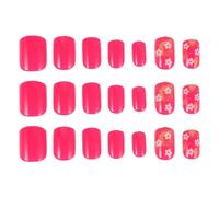 Ciieeo 72pcs Coffin Fake Nails Full Cover Seamless Fit Plastic Short Flower Press on Nails for Women, Modern French Floral Fusion Style, for Wedding and Prom