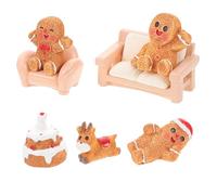 Ciieeo 7pcs Mini Resin Gingerbread Man Figurines Christmas Dollhouse Decorations for Winter Holiday Village DIY Sturdy Xmas Ornaments to Enhance Festive Spirit and Whimsical Holiday