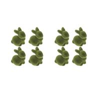 Ciieeo 8pc Flocked Moss Bunny Figurines, Green Miniature Rabbit Garden Animals for Easter Micro Landscape, Small Artificial Grass Hare Statues, Plastic Faux Lawn Desktop Decor, 5cm