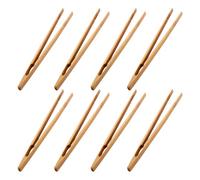 Ciieeo 8pcs Bamboo BBQ Tongs Anti-Slip Heat Resistant Food Serving Utensils for Grilling Bread Dessert Salad Multi-use Kitchen Buffet and Catering Tools with Ergonomic Easy-Grip Design