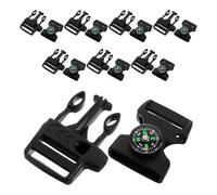Ciieeo 8pcs Compass Fire Starter Whistle Buckle Portable Rope Buckles Plastic Quick Connect Survival Whistle for Hikers Hiking Travel Use