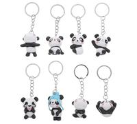 Ciieeo 8Pcs Cute Panda Keychain Set with Bag Pendant Korean Cartoon Small Panda Figures for Women for Bag Decor and Accessories Random Style