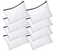 Ciieeo 8pcs DIY Heat Transfer Canvas Sublimation Cosmetic Bags Set, Zippered Makeup Storage Pouches for Travel and Craft, Blank Canvas Pencil Cases for Personalization