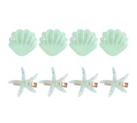 Ciieeo 8pcs Hair Accessories Hairpins Shell Decoration Will Not Hurt Hair Alloy Plastic Light Green Festival Party Hairstyle
