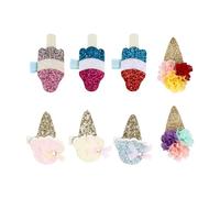Ciieeo 8pcs Ice Cream Hair Clips Glitter Barrettes Ice-cream Shape Polyester Sequin Easy for Girl Show Wedding