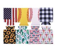 Ciieeo 8pcs Neoprene Can Cover Beer Can Coolies with Beautiful Printing Design High-Density Neoprene Material Keeps Drink Cold Not Easily Deformed for Water Cups and Wine to Keep Your