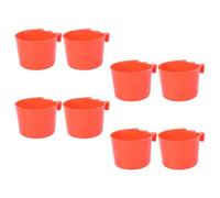 Ciieeo 8pcs Plastic Bird Feeder Bowls for Parrot and Pigeon Food and Water Feeder Cups Installable on Bird Cage Red Colour
