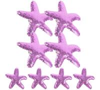 Ciieeo 8pcs Purple Star and Sea Star Hair Clips, Artificial Leather Barrettes with Strong Hold and Comfortable Wear, for Styling, Sectioning and Everyday Hair Accessories