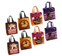 Ciieeo 8Pcs Reusable Bags with Handles Festive Treat Packing Bags for Parties Pumpkins Witches and Haunted Castles for Halloween Celebrations and Events
