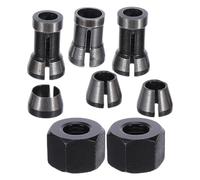 Ciieeo 8pcs Router Collet Chuck Adapter Set 6/6.35/8mm Carbon Steel Replacement Collet and Nut Kit for Woodworking Engraving Router Machine Accessories