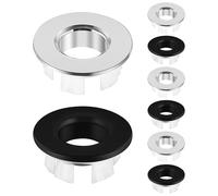 Ciieeo 8pcs Sink Overflow Caps Set Round Hole Basin Overflow Covers in Silver and Black