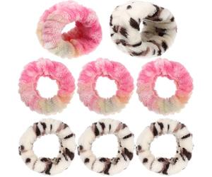 Ciieeo 8pcs Waterproof Plush Face Washing Wristbands Soft Absorbent Towel Wrist Spa Bands for Women in Blue, Pink, Rainbow, and Leopard Print - Portable Spa Wristbands to Keep Sleeves Dry