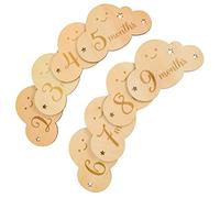 Ciieeo 8Pcs Wooden Milestone Cards Chic Growth Signs for Monthly Photo Props for Newborn Showers Keepsakes Smooth Skin Friendly Design Stylish Cloud Patterns