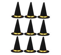 Ciieeo 9pcs Mini Black Felt Witch Hats Halloween Wine Bottle Toppers DIY Crafts Decorations for Parties Table Decor Creative Fun