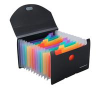 Ciieeo A6 Expanding File Organizer with 13 Compartments, Mini Accordion Folder Document Bag for Receipts, Bills, - Black Cover with Rainbow Inner Pages, Portable Business Paper Organizer