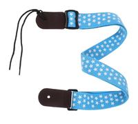 Ciieeo Adjustable Pure Cotton Ukulele Strap Secure Lock Leather Head Blue Soft End Comfortable Design for Ukulele Players