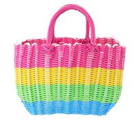 Ciieeo African Market Basket Woven Straw Basket with Handle Grocery Basket Tote Shopping Basket Wicker Picnic Basket Household Storage Basket for Home Outdoor Colorful