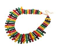 Ciieeo African Style Wooden Beaded Necklace, Multi Layer Boho Charm | Colorful Woven Design, Lightweight Comfort, Women for Everyday Wear and Cultural Events