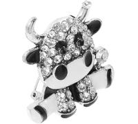Ciieeo Alloy Cow Rhinestone Brooch Pin for Women Cartoon Breastpin White Fashion Jewelry Accessory for Clothing Decoration