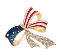 Ciieeo American Flag Brooch Pin with Bowknot Design, Alloy Material, Portable and Sturdy Craftsmanship, Stylish and Elegant, for 4th of July, Independence Day, Or Occasion