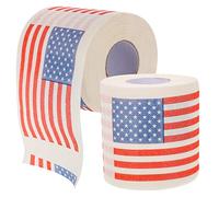 Ciieeo American Flag Toilet Paper Roll Wood Pulp 2 Rolls with Aesthetic Embossed Design Bathroom Tissue for Toilet and Napkin Use
