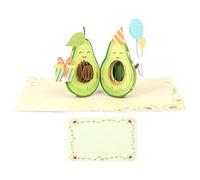 Ciieeo Assorted Color 3D Greeting Cards Avocado Decoration Birthday Cards Paper Material Foldable Design Blank Space for Writing Delicate Pattern Lovely Design Creative Style for Leaving