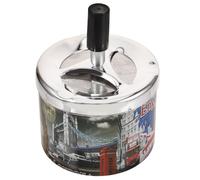 Ciieeo Automatic Extinguishing Ashtray Tabletop Ashtray Metal round Simple Design Stable Construction Easy to Use Souvenir from Uk