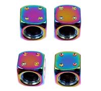 Ciieeo Automobile Tire Valve Caps Dice Shape Aluminum Alloy Wheel Stem Covers 4 Pcs Colorful Set for Cars Suvs Motorcycles Daily Driving