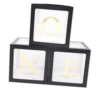 Ciieeo Balloon Boxes with One Letters for First Birthday Decorations Easy to Assemble for Indoor Outdoor Includes Black Boxes for Unique Styling
